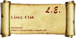 Lincz Elek névjegykártya